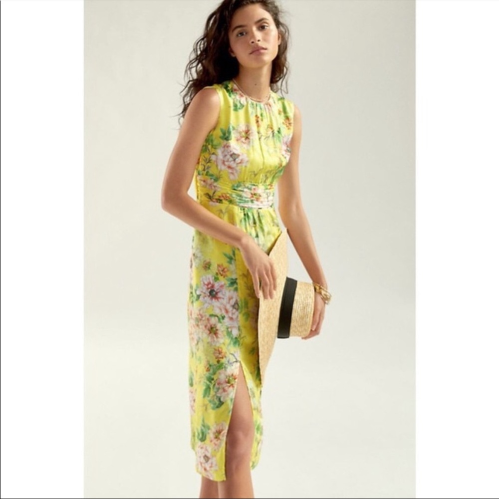 Anthropologie silk blend floral midi dress sleeveless 8 (fits size 6 best)